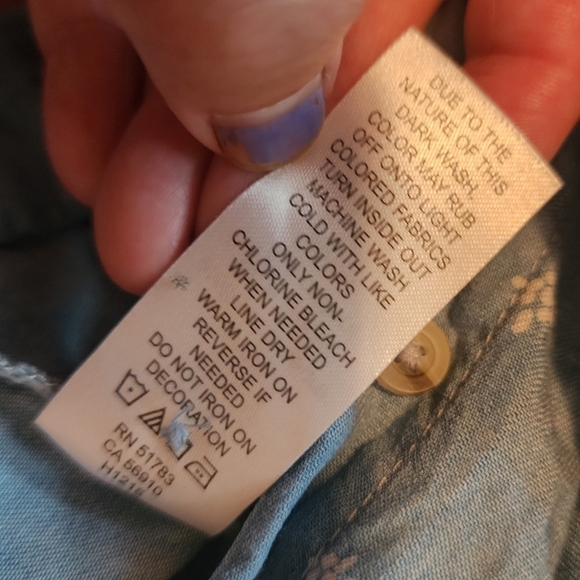 Maurices Printed Chambrey Denim Shirt Dress Button Down Short Sleeve Medium EUC - Picture 11 of 11